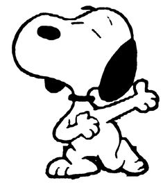 a black and white image of a cartoon dog holding a bone