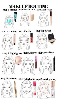 Korean Easy Makeup, No Makeup Makeup Routine, Makeup Steps In Order, Make Up Styles, Skincare Time, Makeup Basics, Makeup Layout