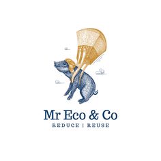 the logo for mr eco & co, which is an animal with a parachute attached to it