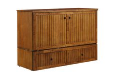 a large wooden cabinet with two drawers