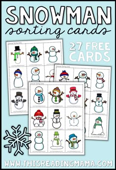 three snowman matching cards with the text, free printable