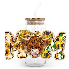 Mom Western Cow 20oz Libbey Glass Can, 34oz Hip Sip, 40oz Tumbler, 24oz Cold Cup UV DTF or Sublimation Decal Transfer - Weefers Libbey Glass Can, Cup Designs, Moms Club, Dtf Printing, 40oz Tumbler, Cup Wrap, Libbey Glass, Uv Dtf, Cold Cup