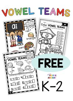 two worksheets with the words vovel teams on them