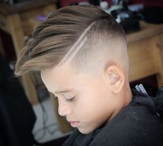 Fade Haircut Mohawk, Boys Haircut With Lines, Boys Short Haircuts Kids, Boys Haircut Lightning Bolt, Mohawk Boys, Boys Haircut With Design On Side, Little Boy Fohawk Hairstyle