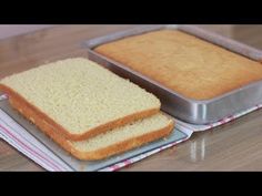 two pieces of bread sitting on top of pans