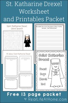 the printable worksheet for st kate's drexel and printables packet