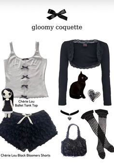 #darkcoquette #coquette #bloomershorts #gloomycoquette Coquette Moodboard, Gloomy Coquette, Punk Fashion Diy, Afro Punk Fashion, Dark Coquette, Coquette Y2k, Future Clothes, Set Outfits, Feminine Outfit