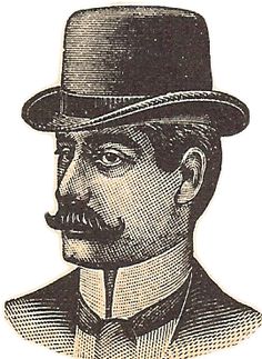 a man with a mustache and a top hat is shown in this black and white drawing