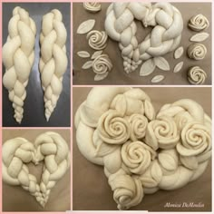 four different types of braids made out of dough