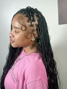 Braid Back To School Hairstyles, Knotless In A Ponytail, Black Hairstyles Back To School, Back To School Styles Braids, Back Too School Hairstyles Braids, Hair Styles Knotless Braids, Knotless Parting Chart, Hairstyles For Back To School Braids, Hairstyles For Back To School Black