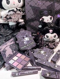 Kuromi Stuff To Buy, Kuromi Makeup Products, Kuromi Inspired Makeup, Kuromi Aesthetic Room, Kuromi Skincare, Kuromi Merch, Kuromi Items, Kuromi And Hello Kitty, Kuromi Core