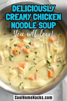 Cozy Up with this Creamy Chicken Noodle Soup and You Won’t Regret It – Cool Home Hacks Chicken Noodle Soup Thick Noodles, Chicken Noodle Soup Frozen Noodles, Easy Creamy Chicken Noodle Soup Crock Pot, Creamy Chicken Noodle Soup Made With Cream Of Chicken Soup, Chicken Noodle Soup Frozen Egg Noodles, Chicken Soup With Ditalini Pasta, How To Thicken Chicken Noodle Soup, Chicken Noodle Soup With Mushrooms, Creamy Chicken Noodle Soup With Bacon