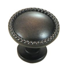 an antique style knob with beading on the top and bottom, is shown in black