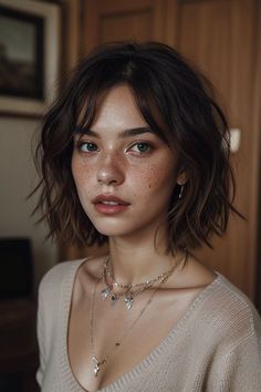 Mid Short Haircut, Haircut 2024 Woman, Short Medium Hairstyle Women, Mid Haircut, Bob With Side Bangs, Hair Inspiration Short, Haircuts For Women, Bob Haircut