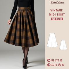 the vintage midi skirt sewing pattern is easy to sew