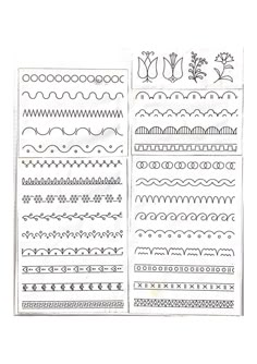 two sheets of paper with different designs on them