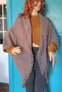 Knitted Shawl With Fringe, Sweater Shawl, School Yard, Fringe Sweater, Comfort Wear, One Size Fits All, Shawl, Tank Top, Knitting