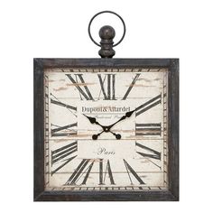 This Stella & Eve Dupond Wall Clock is a must-have for your home decor. This Stella & Eve Dupond Wall Clock is a must-have for your home decor. Distressed design 12"H x 3"W x 12"D Weight: 13.64 lbs. Iron Attached hanging hook Wipe clean Imported FORMALDEHYDE. For more information go to www.P65Warnings.ca.gov. Size: XLARGE. Color: Brown. Gender: unisex. Age Group: adult. Old Pocket Watches, Square Clocks, Black Wall Clock, Vintage Wall Clock, Square Wall Clock, Tabletop Clocks, Large Wall Clock, Vintage Iron, Metal Wall Clock