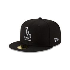 The Los Angeles Dodgers Black Outline 59FIFTY Fitted Caps features an embroidered black Dodgers logo at the front panels with an embroidered MLB Batterman at the rear and a gray under visor. Fitted Hat With Letter Patch For Baseball Season Streetwear, Black Curved Brim Baseball Cap With Embroidered Logo, Urban Style Baseball Season Visor Hat, Urban Baseball Visor Hat, Classic Black Fitted Hat For Sports, Urban Visor Hat For Baseball Season, Embroidered Logo Fitted Hat For Baseball Season, Classic Black Fitted Hat With Visor, Classic Black Fitted Visor Hat