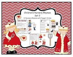 children's nursery rhymes set 2 with red and white chevron background