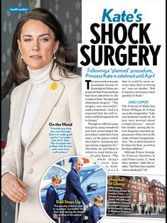 the front page of kate's shock surgery magazine, featuring an image of a woman in