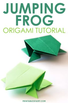 an origami frog is shown with the text jumping frog