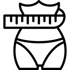 a black and white drawing of a diaper with a measuring tape on the side