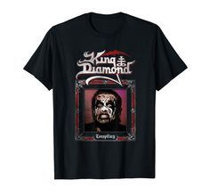 a black t - shirt with the words king diamond on it and an image of a demonic