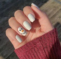 Snowman Nail, Nagellack Trends, Winter Nails Acrylic, Christmas Nails Easy, Cute Christmas Nails, Purple Nail, Christmas Nails Acrylic