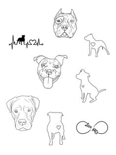 a drawing of dogs with their names on them