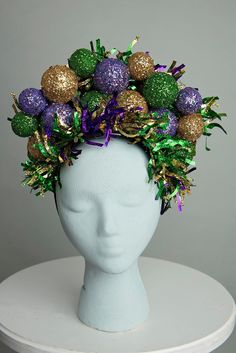 Handmade headpiece/headband. Festive headpiece for parties or parades! Perfect for Mardi Gras Parties, Luncheons, and Parades! Really jazz up your Mardi Gras! Mardi Gras Headpiece, Handmade Headpiece, Mardi Gras Party, Costume Hats, Hat Designs, Mississippi, Mardi Gras, Costume Accessories, Headpiece