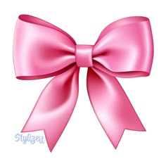 a pink bow with the word stylizeu on it's bottom corner