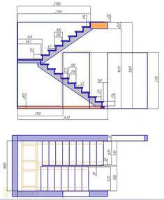 an architectural drawing of a stair case