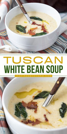 Want some easy winter recipes that are comforting? This hearty Tucsan white bean soup recipe is a must-try! It's easy and fun to make. Save this Tucsan bean soup recipe for an unforgettable yummy comfort food! Tuscan White Bean Soup, Easy Winter Recipes, Tuscan White Bean, Comfort Food Desserts, White Bean Soup Recipes, Hearty Soup Recipes, Bean Soup Recipe, Bean Soup Recipes, Hearty Soup