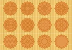 an orange pattern with different shapes and sizes on the side, including circles that appear to be interlocked into each other