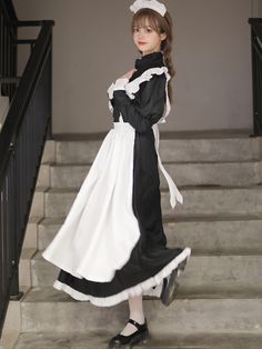 Women's Cafe Maid Dress Cross-Dressing
Features：

 	Product ID:DS0384
 	Material:Polyester
 	Season:Spring,Summer,Autumn,Winter
 	Color:Black

Size Chat： Maid Long Dress, Maid Cafe Uniform, Victorian Maid Dress, Long Maid Dress, Costumes Girls Halloween, Maid Dress Uniform, Maid Clothes, Dress For School, Maid Outfit Anime