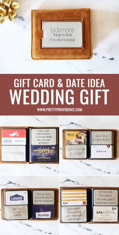 gift card and date idea wedding gift on display with text overlay that reads, gift card & date idea wedding gift