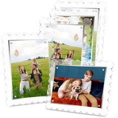 three photos of people and a dog are shown in this collage with the same image