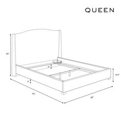 the queen size bed frame is shown with measurements