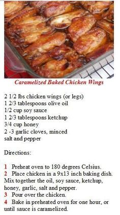 the recipe for baked chicken wings is shown