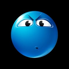 a blue smiley face with big eyes on a black background for an iphone wallpaper