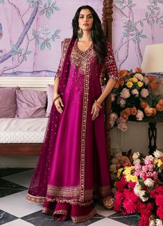 Show details for Narina Magenta Kalidaar And Dupatta Farah Talib Aziz, Luxury Wear, Fancy Dress Design, Pakistani Bridal, Desi Fashion, Elbow Length Sleeve, Pakistani Fashion