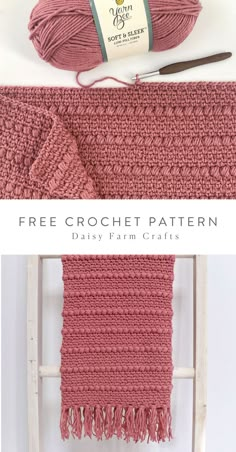 a crochet blanket with yarn next to it and the text free crochet pattern