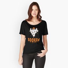 Get my art printed on awesome products. Support me at Redbubble #RBandME: https://www.redbubble.com/i/t-shirt/Boohaw-Halloween-Ghost-by-ChicGraphix/123959538.528ON?asc=u Style Kawaii, American Bully, Outdoors Adventure