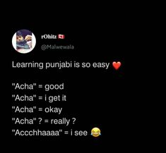 the text on the screen reads learning punah is so easy achat = good aacha = i get it