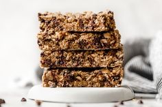 three granola bars stacked on top of each other