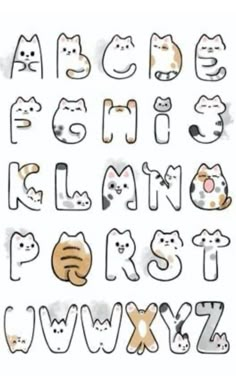 the letters are made up of cats and dogs with their faces drawn in different ways