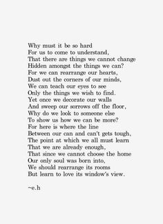 a poem written in black and white with the words'why must it be so hard for