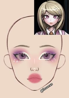 Anime Makeup Tutorial, Kaede Akamatsu, Face Art Makeup