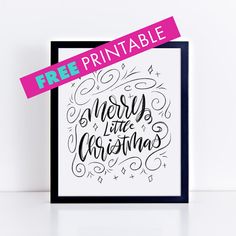 a black and white christmas card with the words merry little christmas written in cursive font